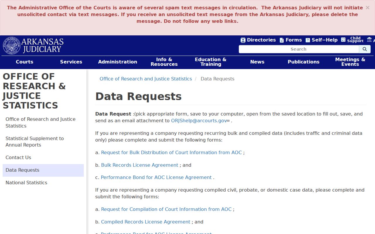 Woodruff County warrant records AOC data request source