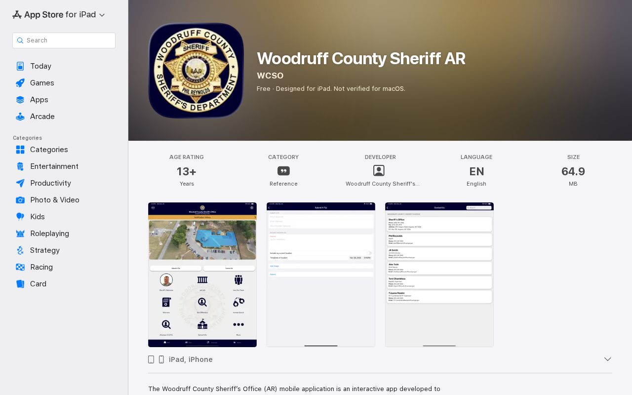 Woodruff County traffic warrant sheriff app description