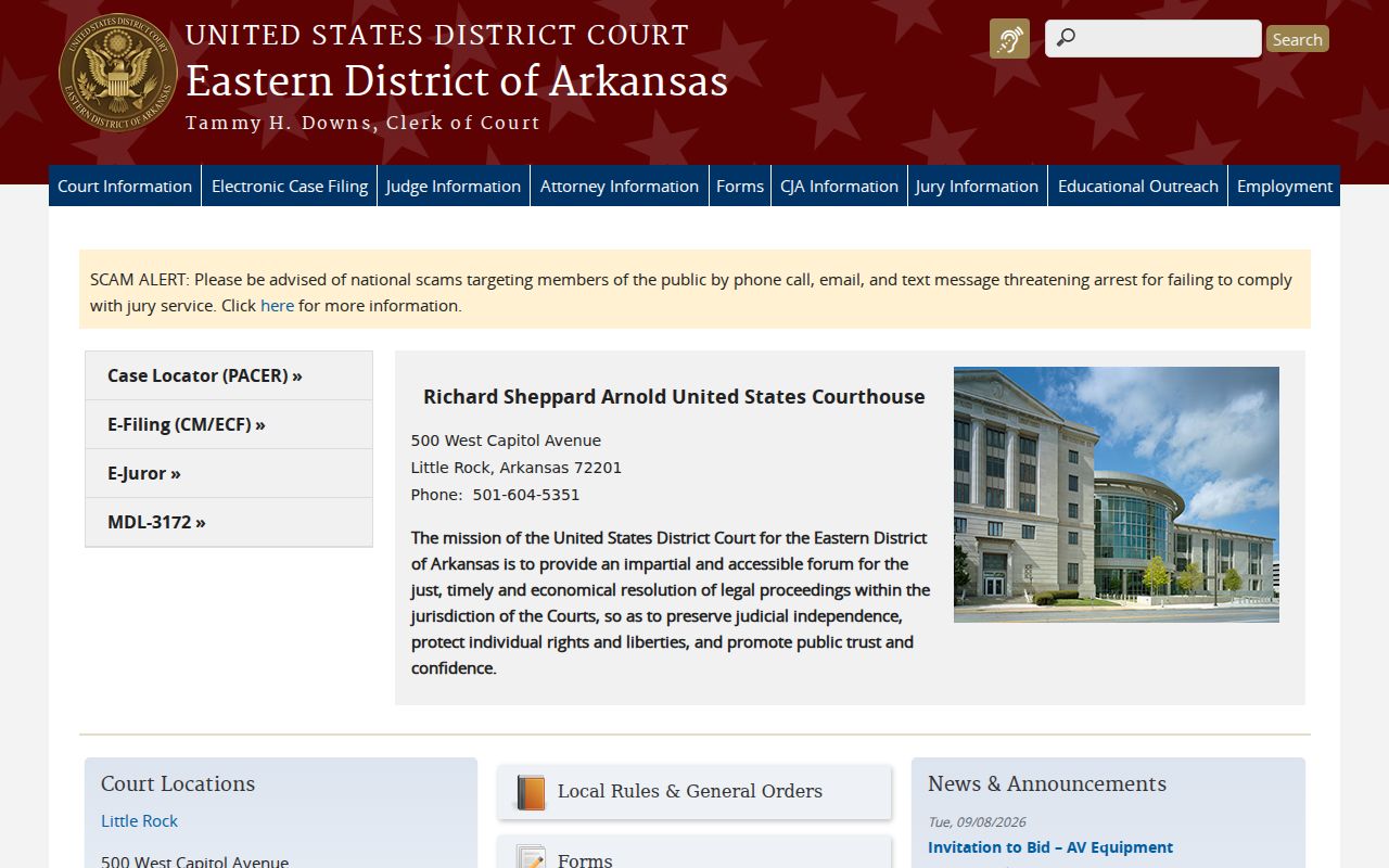 Woodruff County traffic warrant federal court boundary